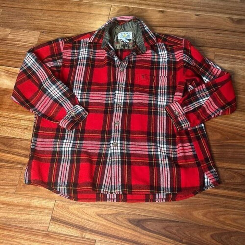 Alaska‎ wilderness men's vintage fleece plaid button up size xl casual cozy